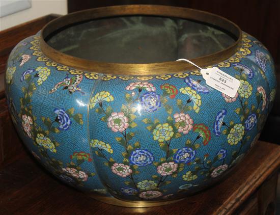 A Chinese cloisonne enamel quatre lobed jardiniere, 19th century, 41cm